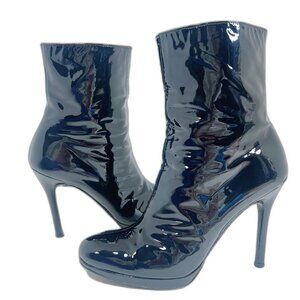 Stuart Weitzman Apollo Black Patent Leather Stiletto Boot Heeled Bootie Size 10